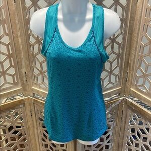Reebok Teal and Royal Blue Geometric Women's Racerback Play Dry Tank Top Size XS